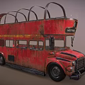 Red Vintage Double Decker Bus With Open Top Arched Roof Rusty Body And London Sign