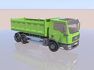 Green Functional Dump Truck With Open Cargo Bed And Heavy Duty Design 3d model
