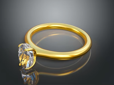 Elegant Gold Ring With Large Sparkling Diamond Classic Fashion Accessory 3d model