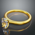 Elegant Gold Ring With Large Sparkling Diamond Classic Fashion Accessory