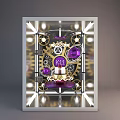 Window Display Featuring Golden Gears Purple Gemstones And Kit Logo With Lighting