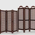 Traditional Wooden Room Divider With Intricate Carved Patterns And Folding Panels