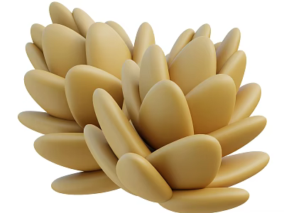 Modern Minimalist Cream Yellow Pinecone Shaped Decorative Ornament Set With Smooth Surface For Home Decor 3d model