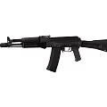 Black Military Style Assault Rifle With Detachable Magazine And Ergonomic Grip