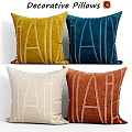 Vibrant Decorative Pillows With Yellow Blue Beige Orange Tones And Letter A Pattern