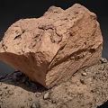 Ancient Red Rock With Petroglyphs And Wooden Accents In Natural Historical