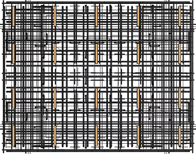 Industrial Pipes Grid Structure Layout With Black And Orange Lines Network Design 3d model