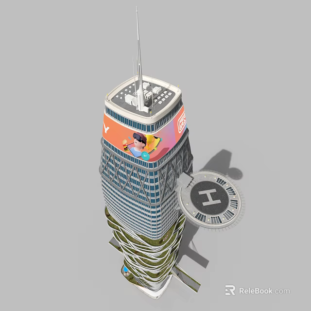 Modern Urban Skyscraper Complex With Glass Facade Spiral Structure And Green Terraces 3d model 