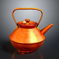 Vintage Copper Teapot With Shiny Surface Handle Lid And Spout For Home Kitchen