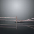 Rustic Scenery With Upright And Leaning Wooden Fences On Gray Background With Reflection
