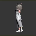 Commercial Display Platform Featuring 3D Girl Model Pink Spheres And Gray Background