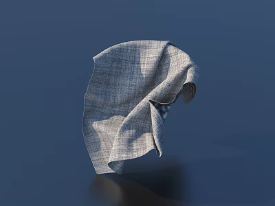 Gray Plaid Cloth Towel For Daily Use With Soft Texture And Blue Background 3d model