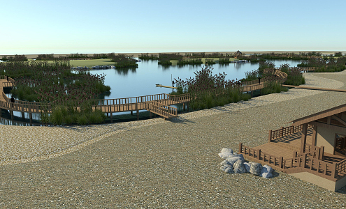 Modern Landscape Farming Fish Pond Landscape 3d model