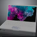 ANORO White Laptop With Colorful Abstract Screen Display And Sleek Keyboard
