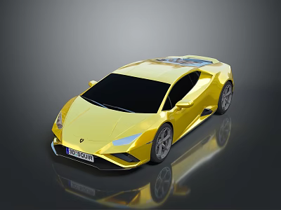 Yellow Lamborghini Sports Car With Shiny Exterior Sleek Design And Reflection 3d model