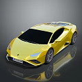 Yellow Lamborghini Sports Car With Shiny Exterior Sleek Design And Reflection