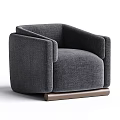 Modern Gray Upholstered Single Sofa With Wooden Base And Armrest Design 3d model