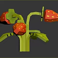 3D Model Red Strawberries With Green Leaves Against Black Background 3d model