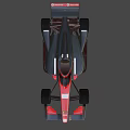 Black and Red Streamlined Race Car with Red Wheels and Number 5 on Gray Background