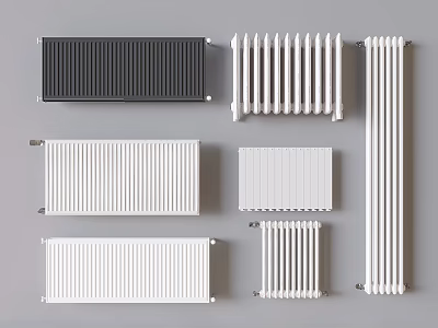 Various Types Of Modern Radiators In Black And White Stylish Designs For Home Heating 3d model