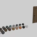 Brown Wooden Swing Door With Glass Insert Door Lock And Hinges