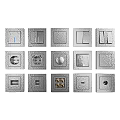 Modern Silver Textured Switch Panels With Various Design And Function Types 3d model