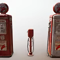 Vintage Red And White Texaco Gas Pumps With Retro Design Features