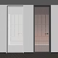 Modern Glass Swing Doors with Vertical Stripes and Black White Frames