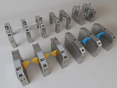 Public Facility Access Control Turnstiles With Metal Design And Indicator Lights 3d model