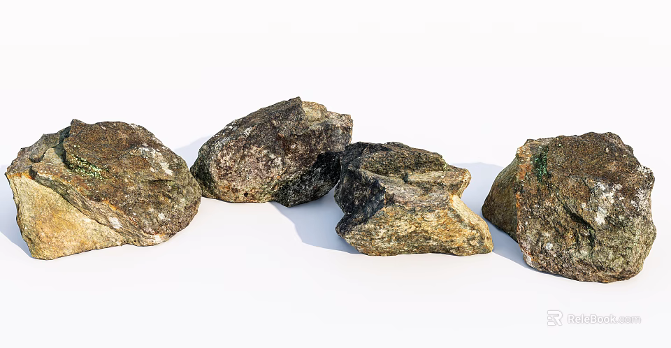 Natural Stone And Wood Materials For Rustic Home Decorative Projects 3d model