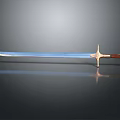 Shiny Medieval Sword With Metal Blade Golden Hilt Wooden Handle And Reflection On Dark Background