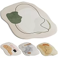 Abstract Shaped Area Rug With Soft Pastel Colors And Lines