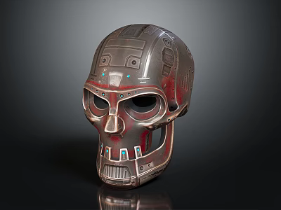 Intricate Mechanical Skull Design For Sci Fi Character With Metallic Texture And Dark Background 3d model