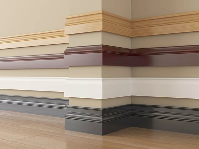 Stacked Decorative Lines With Various Colors For Interior Wall Corner 3d model