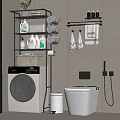 Modern Bathroom Storage Shelving Unit With Washing Machine Toilet Towels And Toiletries