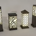 Illuminated Decorative Outdoor Lights With Intricate Cutout Patterns And Various Pillar Designs