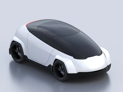 Modern Compact Car With White Body Black Roof And Sleek Futuristic Design 3d model