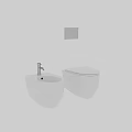 Modern White Toilet And Bidet In Sleek Bathroom With Gray Wall Design