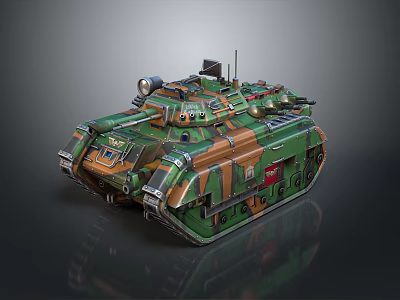 Modern Military Armored Tank With Camouflage Pattern And Turret Antenna 3d model