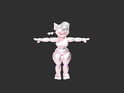 Adorable Pink Doll With White Hair Bow And Outstretched Arms Design 3d model