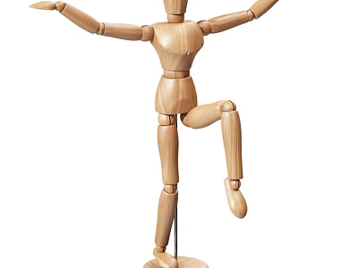 Wooden Human Figure Sculpture With Articulated Joints And Poseable Design For Art 3d model