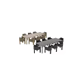 Modern Light And Dark Wood Dining Table Set With Wicker Chairs For Dining Room
