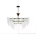 Elegant Glass Feather Design Chandelier With Golden Chain And Illuminated Glow