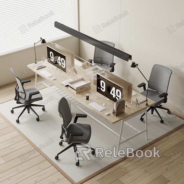 Modern office desk and chair office desk and chair combination model