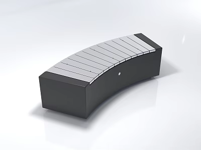 Modern Curved Three Seater Sofa With Black Frame And Silver Striped Top Design 3d model
