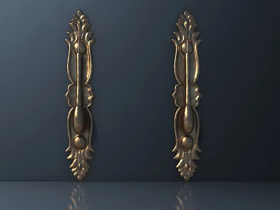 Ornate Golden Carved Design Cabinet Hardware Handles For Home Furniture Use 3d model
