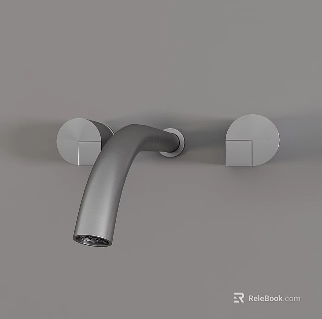 Modern Wall Mounted Faucet With Sleek Metal Design And Dual Handles 3d model 