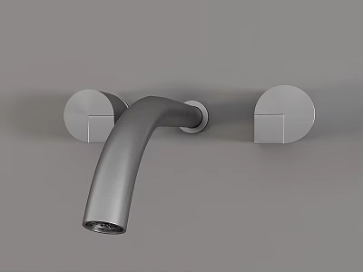 Modern Wall Mounted Faucet With Sleek Metal Design And Dual Handles 3d model
