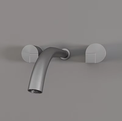 Modern Wall Mounted Faucet With Sleek Metal Design And Dual Handles 3d model