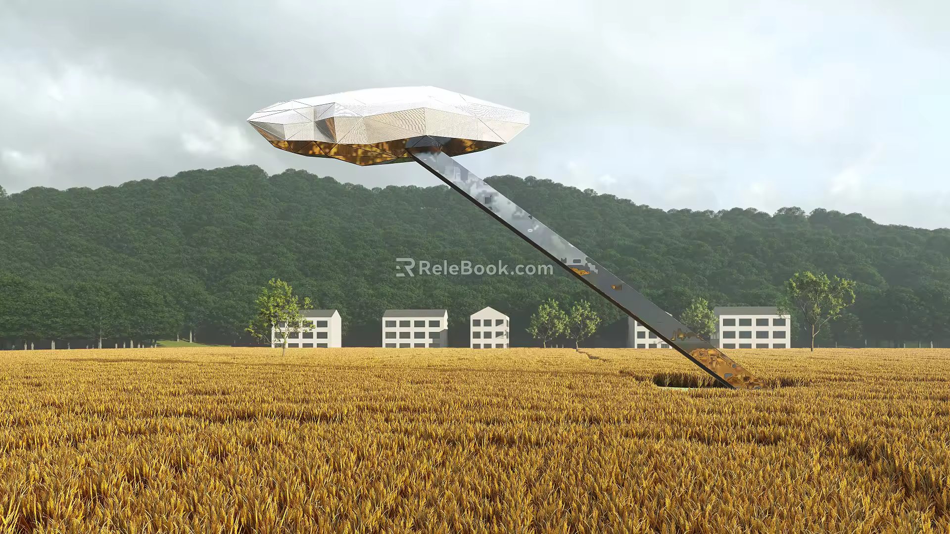 Modern Lookout Paddy Field Aerial Lookout Observation Platform Cloud Modeling Device 3d model